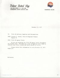 Letter from William A. Bennett to Septima P. Clark, December 29, 1977