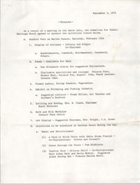 Minutes, Committee for Ethnic Heritage Month, September 3, 1974