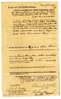 Bill of Sale for the Enslaved Man Caius from William Maxwell and James Pringle to James Hamilton, Arthur Middleton, and James Adger, 1836