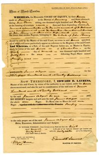 Bill of Sale for the Enslaved Person Pompey from Edward Laurens to James Adger, 1842
