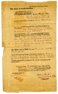 Bill of Sale for the Enslaved Woman Cornelia and her Son Jack from Stephen Elliot to James Adger, 1830