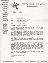 Memorandum from Bernard A. Veney to Board of Directors, National Clients Council, March 16, 1978