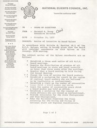 Memorandum from Bernard A. Veney to Board of Directors, National Clients Council, December 14, 1977