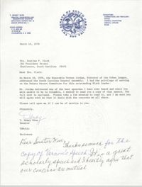 Letter from T. Dewey Wise to Septima P. Clark, March 16, 1976