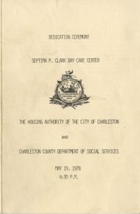 Dedication Ceremony Program, Septima P. Clark Day Care Center, May 19, 1978