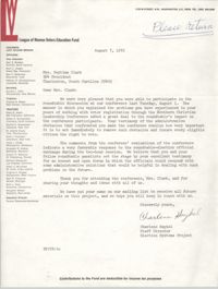 Letter from Charlene Haykel to Septima P. Clark, August 7, 1972