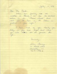 Letter from Alice Conroy to Septima P. Clark, July 15, 1976