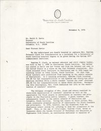 Letter from University of South Carolina Professors to Keith E. Davis, November 8, 1976