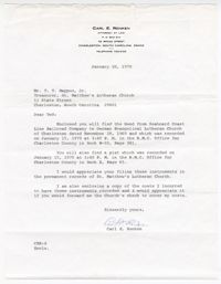 Letter from Carl E. Renken to the Treasurer of St. Matthew's Lutheran Church
