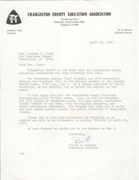 Letter from Charleston County Education Association to Septima P. Clark, April 15, 1976