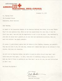Letter from the Lowcountry Chapter of the American National Red Cross to Septima P. Clark, November 15, 1975