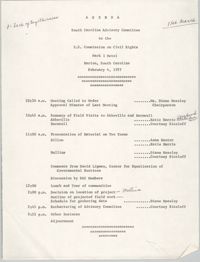 Agenda, South Carolina Advisory Committee to the U.S. Commission on Civil Rights, February 4, 1977