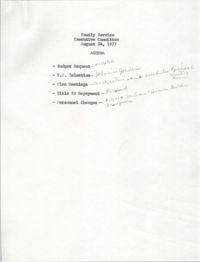 Agenda, Family Service Executive Committee, August 24, 1977