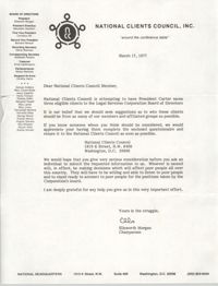 Letter from Ellsworth Morgan to National Clients Council Member, March 17, 1977