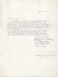 Letter from Provost's Advisory Committee to Septima P. Clark, April 15, 1973