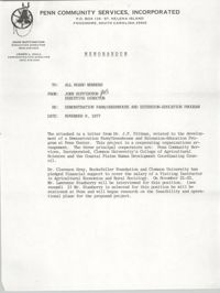 Memorandum from Penn Community Services to Executive Director to All Board Members, November 9, 1977