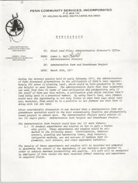 Memorandum from Penn Community Services to Black Land Files Administrative Director's Office, March 18, 1977