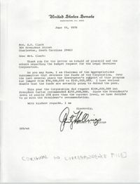Letter from Ernest F. Hollings to Septima P. Clark, June 19, 1978