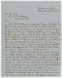 Col. Edward Manigault Letter, October 5, 1861