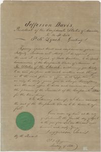 Appointment letter from Jefferson Davis to P. N. Lynch