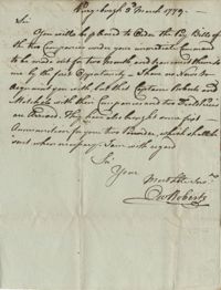 Letter from Colonel Owen Roberts to John F. Grimke, March 3, 1779