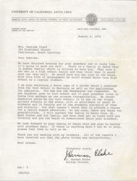 Letter from J. Herman Blake to Septima P. Clark, August 4, 1972