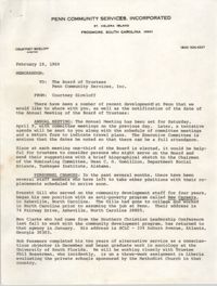 Memorandum from Penn Community Services Director to The Board of Trustees, February 18, 1969