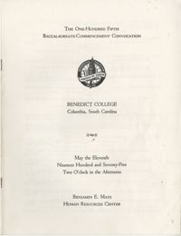 Commencement Program, Benedict College, May 11, 1975