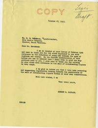 Teenage Draft: A letter from M. E. Brockman (Public School Superintendent, Chester, S.C.) to Senator Burnet R. Maybank, October 24, 1942