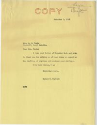 Teenage Draft: Correspondence between P. C. Poole (Woodruff, S.C.) to Senator Burnet R. Maybank, November 2, 1942