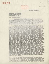 Teenage Draft: A letter from Benjamin A. Bolt (Lawyer, Greenville, S.C.) to Senator Ellison D. Smith, October 26, 1942
