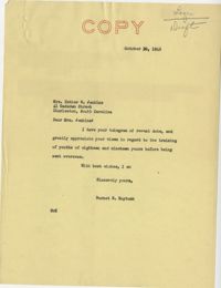 Teenage Draft: Correspondence between Esther W. Jenkins (Charleston, S.C.) to Senator Burnet R. Maybank, October 25, 1942