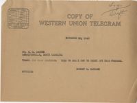 Teenage Draft: Correspondence between Mr. E. G. Craven (Bennettsville, S.C.) to Senator Burnet R. Maybank, November 10, 1942