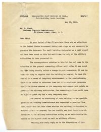 Letter from United States Government to Chairman Township Commissioners, May 25, 1916