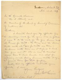 Letter from John McEuire to the Township Commissioners, November 23, 1919
