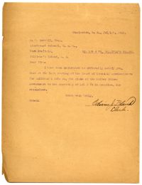 Letter from Town Clerk Edwin J. Blank to  United States Government, July 1, 1916