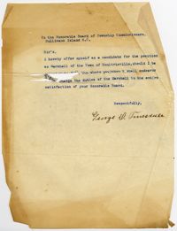 George Truesdule's Application for Town Marshall