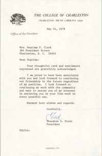 Letter from Theodore S. Stern to Septima P. Clark, May 24, 1978