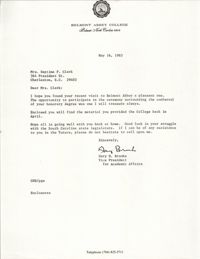 Letter from Gary H. Brooks to Septima P. Clark, May 16, 1983