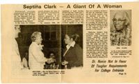 Newspaper Article, Biography of Septima P. Clark