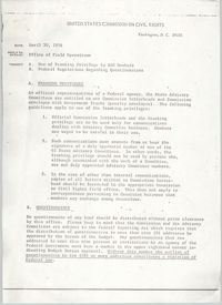 Memorandum, United States Commission on Civil Rights, April 30, 1974