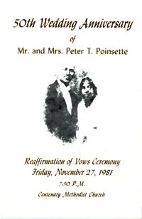 50th Wedding Anniversary Program, November 27, 1981