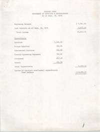Minutes, Penn Community Services, Receipts and Expenditures, September 18, 1974