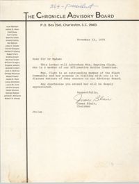 Letter from James Blair to Chronicle Advisory Board Members, November 12, 1975