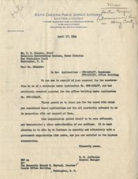 Santee-Cooper: Letter from Richard M. Jefferies (General Counsel of the South Carolina Public Service Authority) to W. M. Edmunds (War Production Board), April 1, 1944