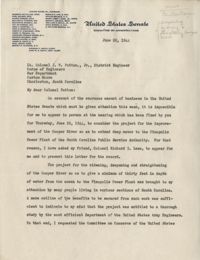 Santee-Cooper: Letter from Senator Burnet R. Maybank to Lt. Colonel J. W. Patton, Jr. (District Engineer, Corps of Engineers), June 2, 1944