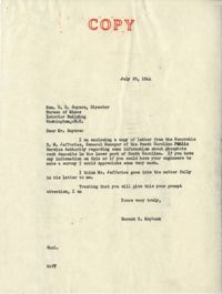 Santee-Cooper: Correspondence between Richard M. Jefferies (General Manager of the South Carolina Public Service Authority) and Senator Burnet R. Maybank, July 1944