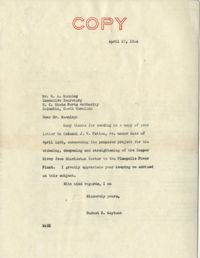 Santee-Cooper: Correspondence between H. A. Manning and Senator Burnet R. Maybank, April 17, 1944