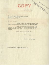 Santee-Cooper: Correspondence between J. Dougal Bissell and Senator Burnet R. Maybank, April 1944