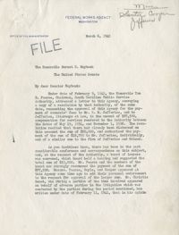 Santee-Cooper: Correspondence between Senator Burnet R. Maybank and Baird Snyder (Administrator of the Federal Works Agency), March 1942